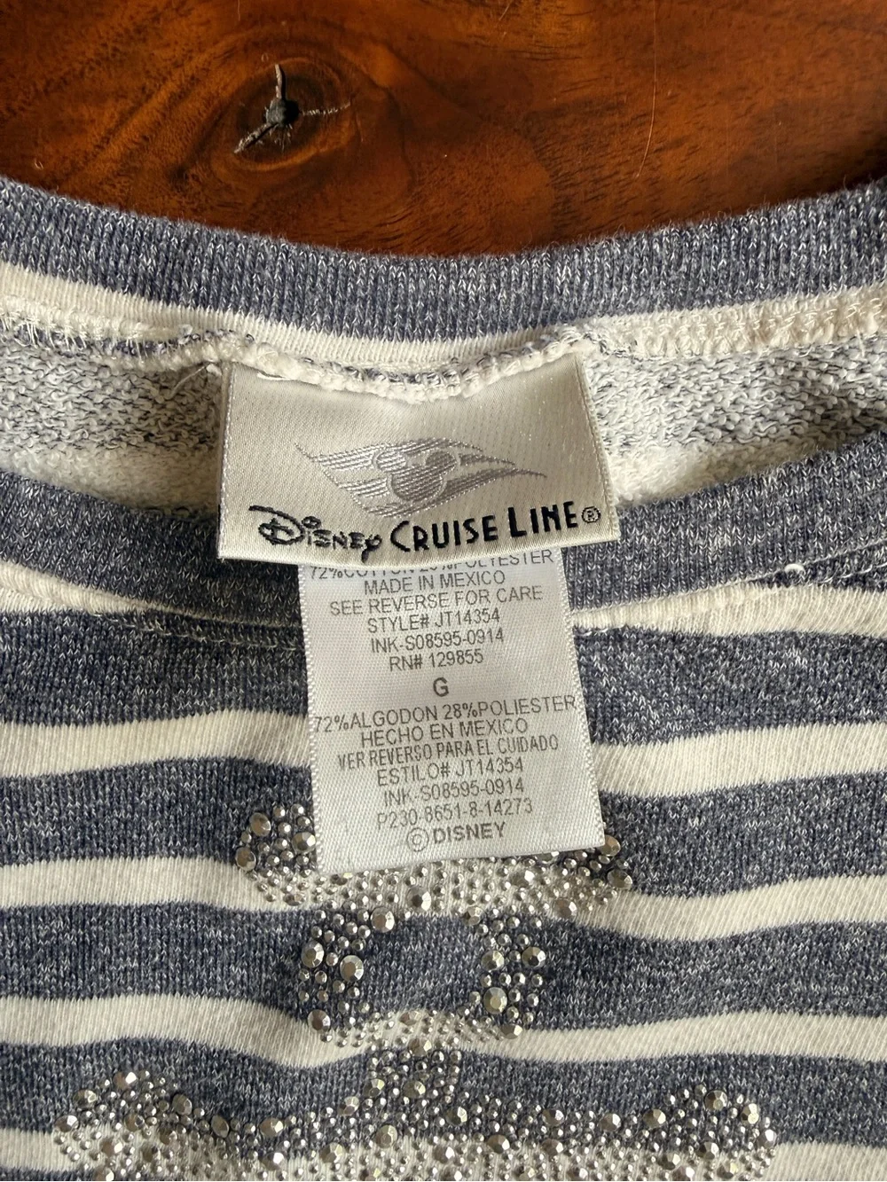 Disney Navy & White Striped Anchor Pullover Sweatshirt - Picture 2 of 2